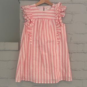 NWT Crewcuta Pink and White Striped Ruffle Dress